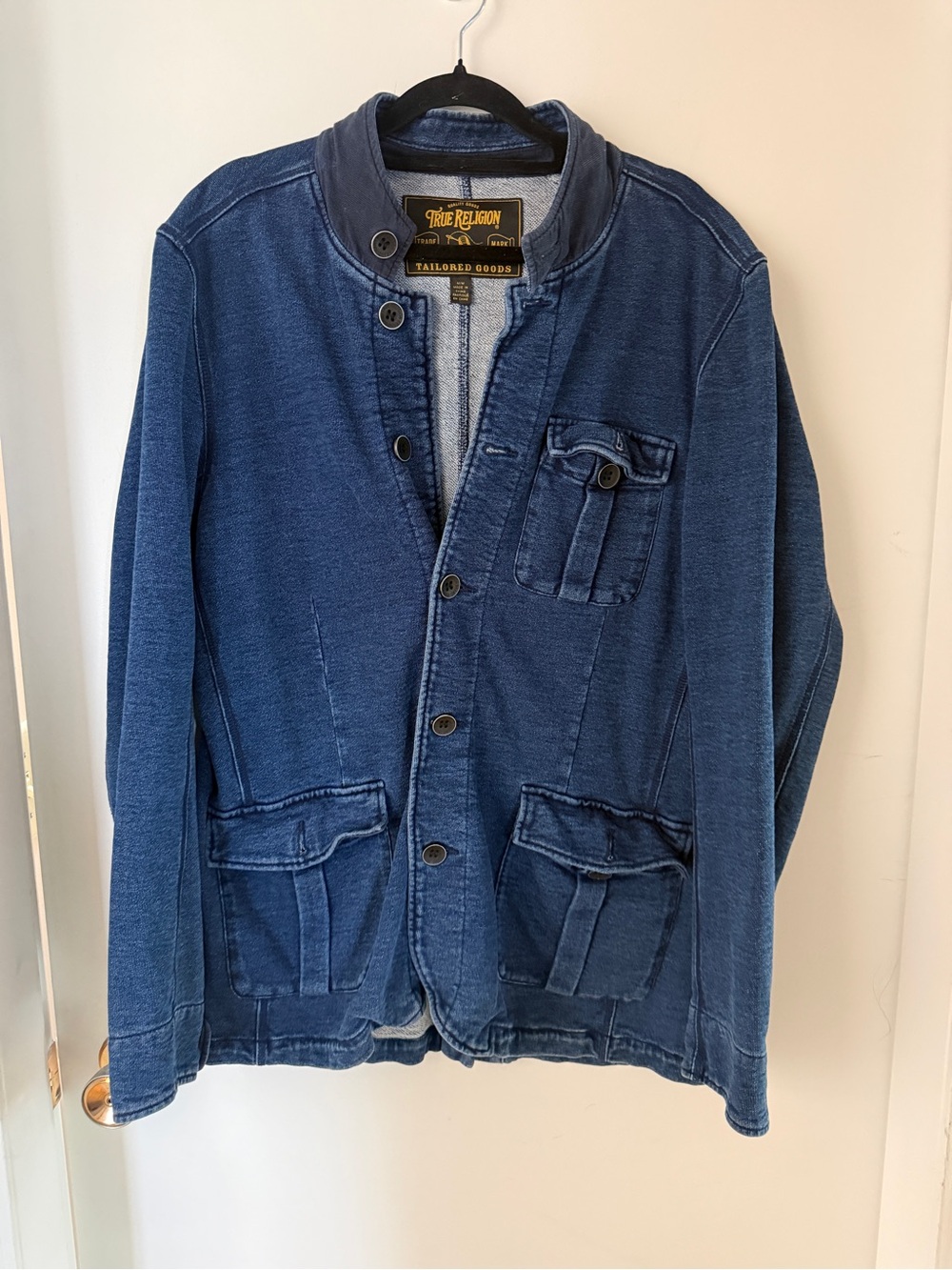 True Religion Tailored Goods Men’s M Indigo Cotton Military Field Jacket